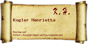 Kogler Henrietta névjegykártya